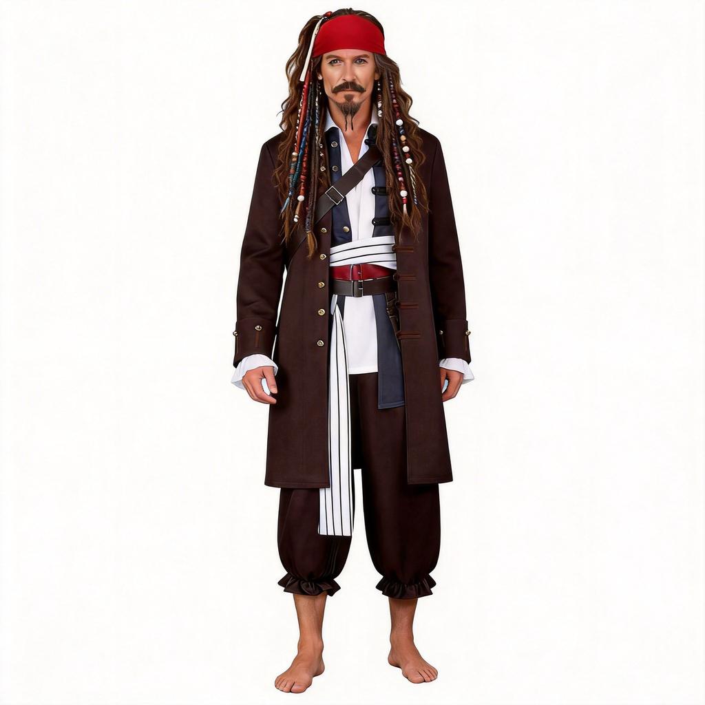 Movie Pirates of the Caribbean, Captain Jack Cosplay Women's Pirate Suit Halloween