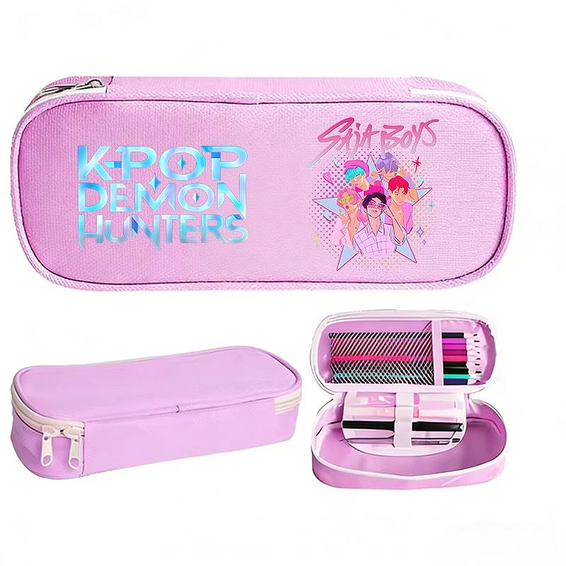 K-pop Demon Hunter Girl Group Pencil Case - Korean Style, Multifunctional Oxford Cloth Stationery Box for Students.