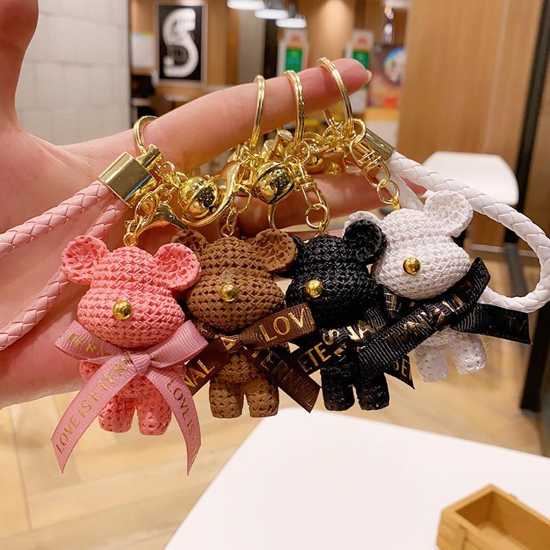 Creative Bear Keychain Cute Bear Keychain Jewelry Resin Trinket Kids Girls Gift Women Bag Charms Phone Doll Pendant Car Keyring