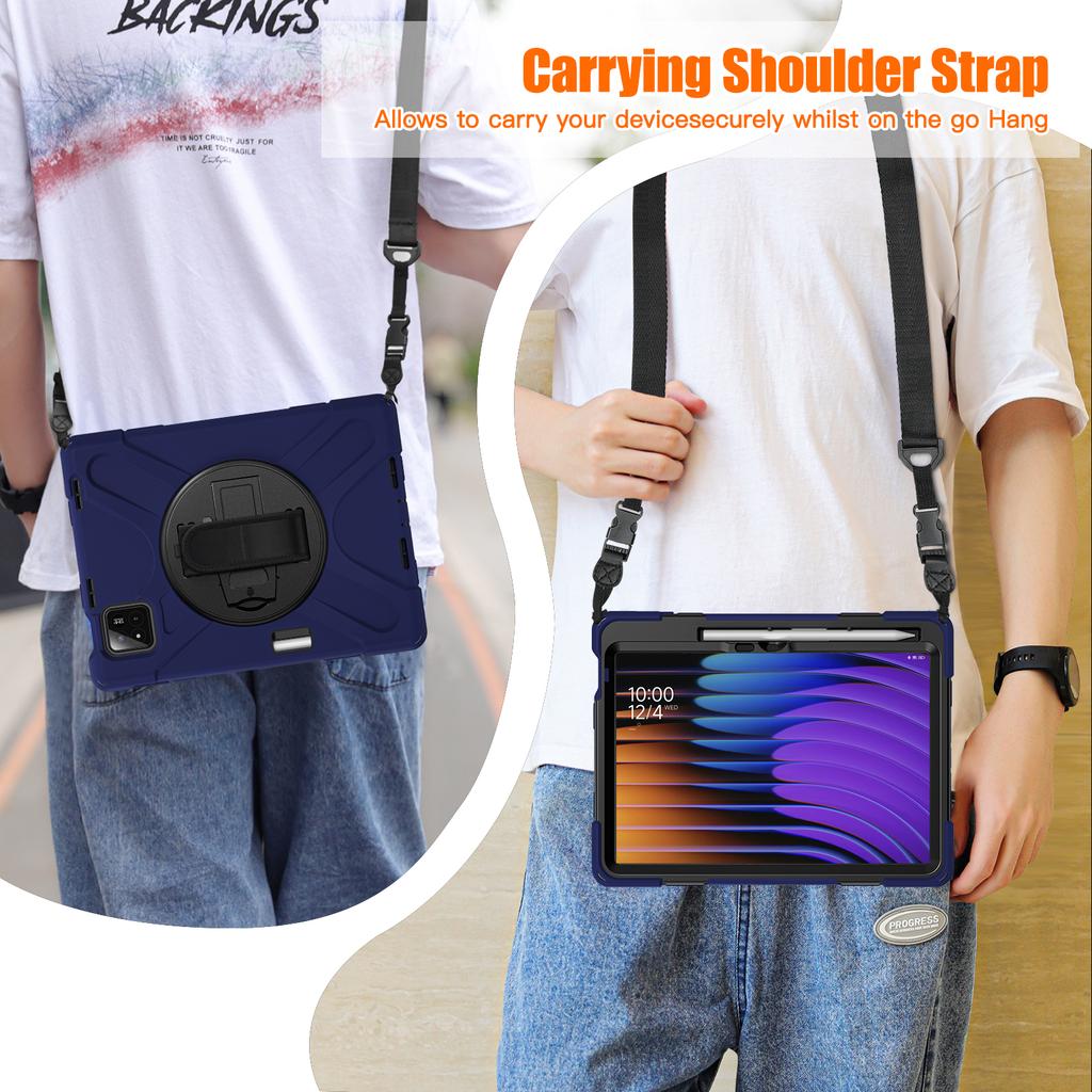For Xiaomi Pad 8 Pro/Pad 8/Pad 7 Pro/Pad 7 Kickstand Case TPU PC Silicone Tablet Cover with Shoulder Strap