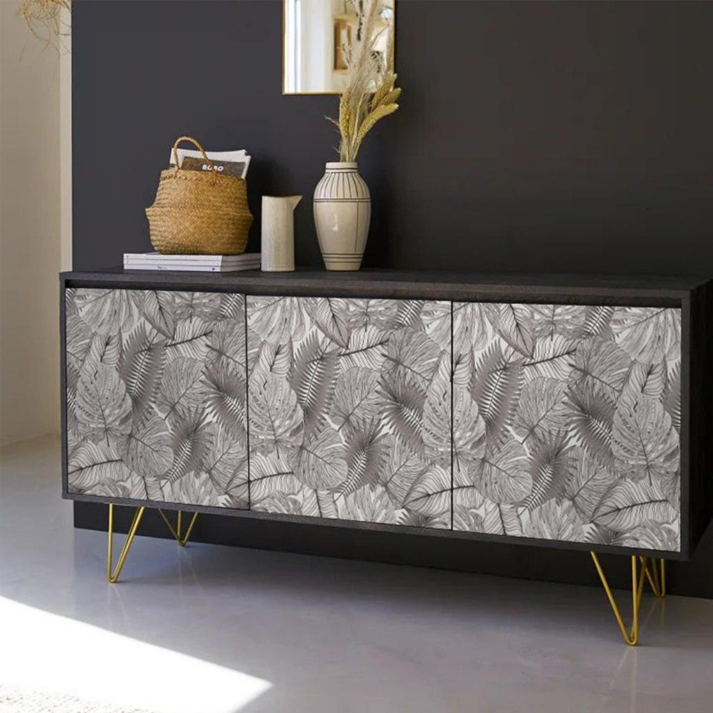 Papel de Parede Folha de Palmeira Autocolante Autoadesivo Pré-colado Impermeável para Armário de Parede de Restaurante