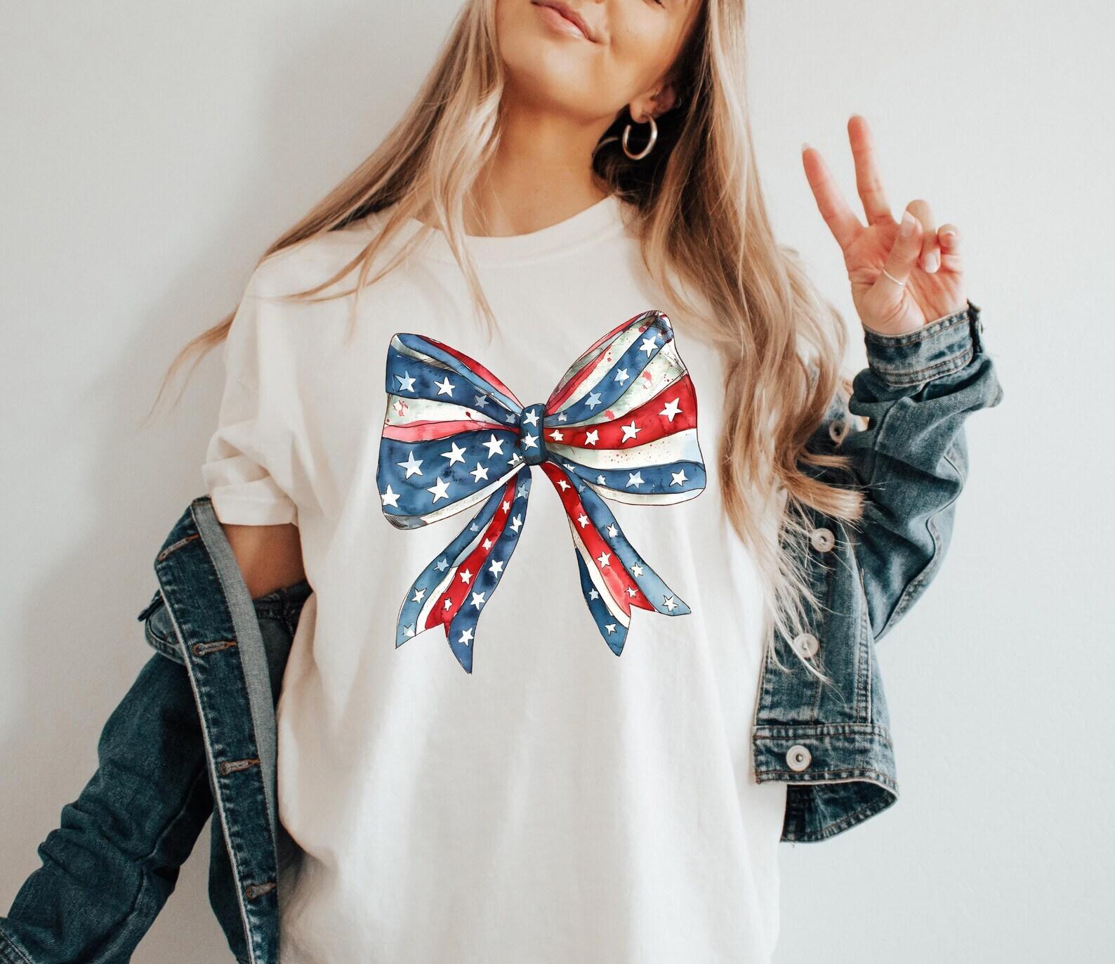 Coquette 4th of July Shirt American Flag Shirt USA Tshirt Retro 4th of July S L