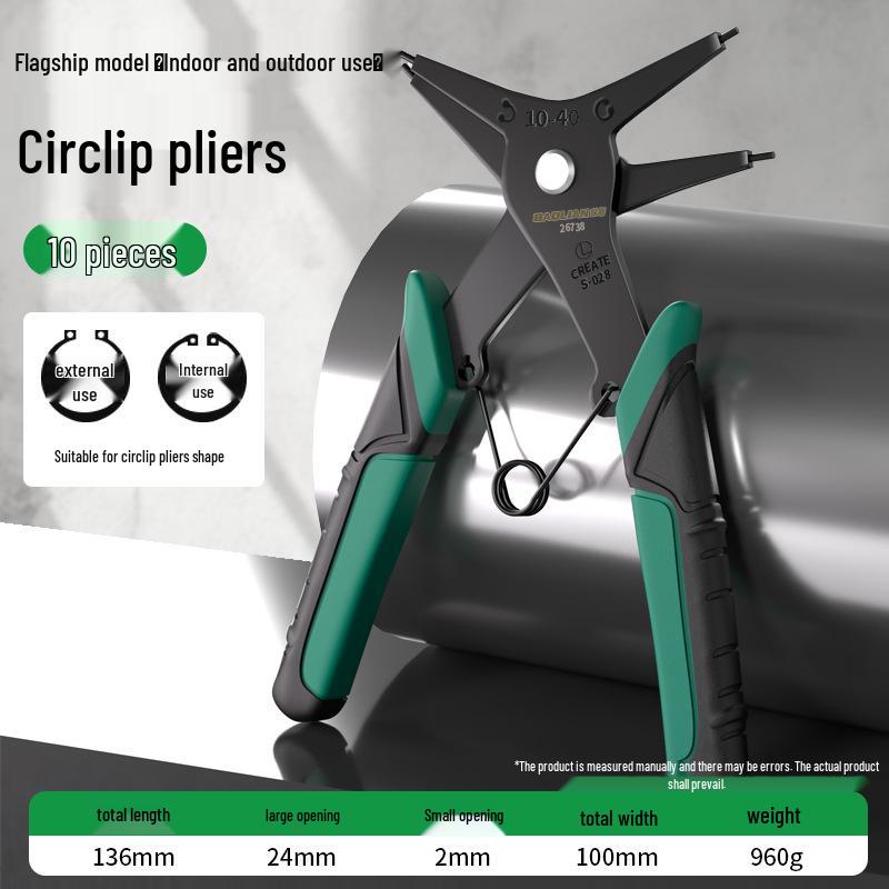 Multifunktions-Sprengringzange für zwei Einsatzzwecke: 2-in-1 Werkzeug zum Entfernen von Innen- und Außen-Sicherungsringen