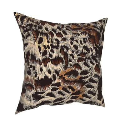 Leopardenmuster Tierfellmuster Überwurf Kissenbezug Polyester Kissen für Sofa Braun Hautstruktur Fantastische Kissenbezüge