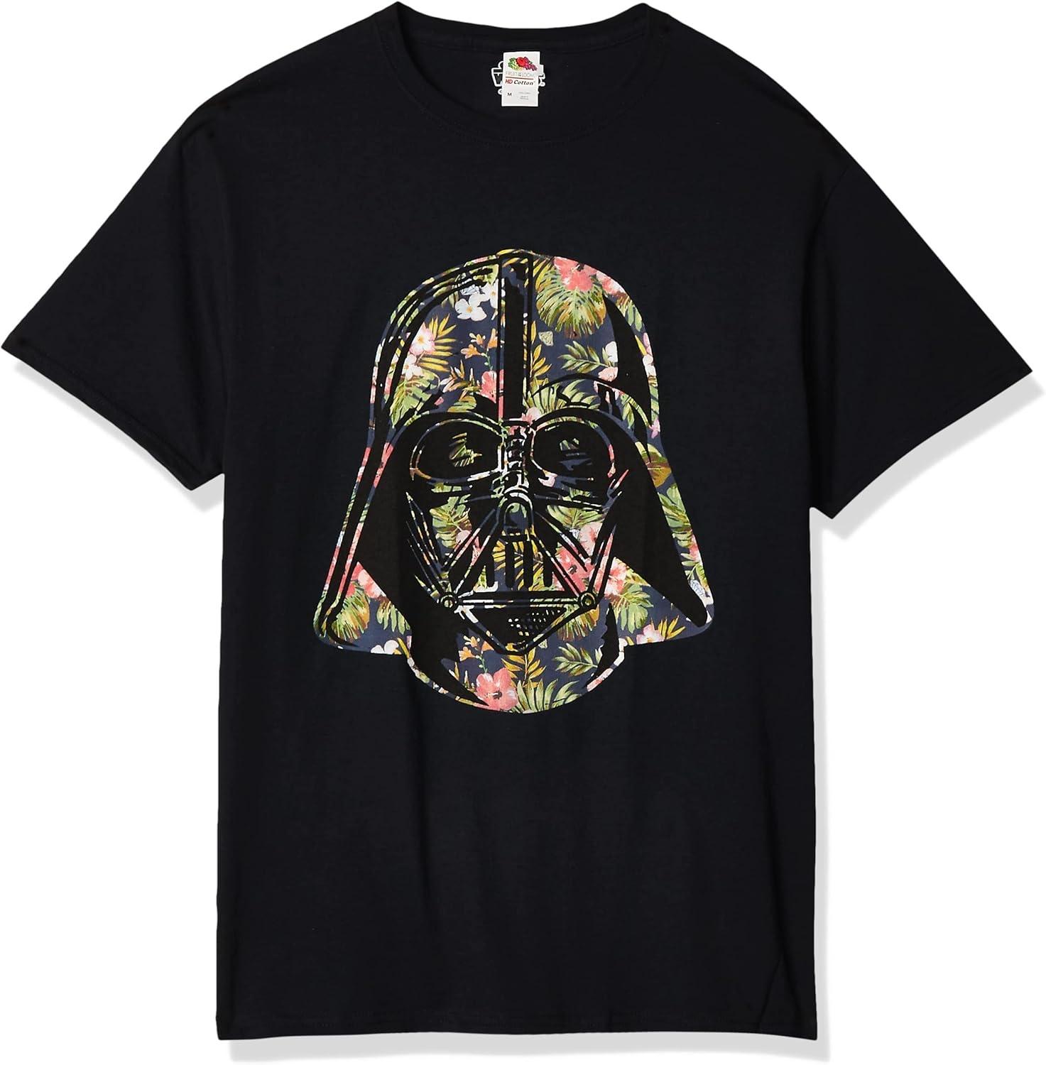 Мужская футболка Star Wars с тропическим цветочным принтом Дарта Вейдера S чёрный