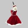 New Year Red Dress Cloak Cosplay Plus Size Christmas Clothes Cape Women Role Play Outfit Full Set Warm Holiday Costume Girls
