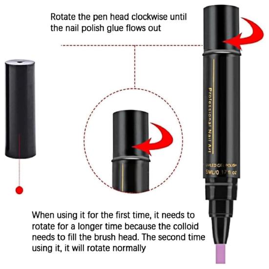 6 ks 3v1 lak na nehty v tužce Rychleschnoucí Bez UV Akrylová barva Tužka na nehty Vodotěsná Přenosná Cestovní Domácí Salon DIY Ženy Tužka na nehtové umění