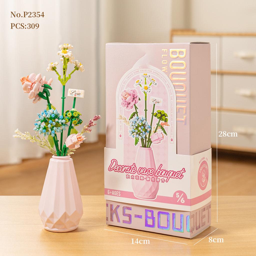 Bouquet Flower Mini Block Construction Set Particle Building Block Toy for Kids Boy 9 to 12 Year Old Adults Brick Christmas Gift
