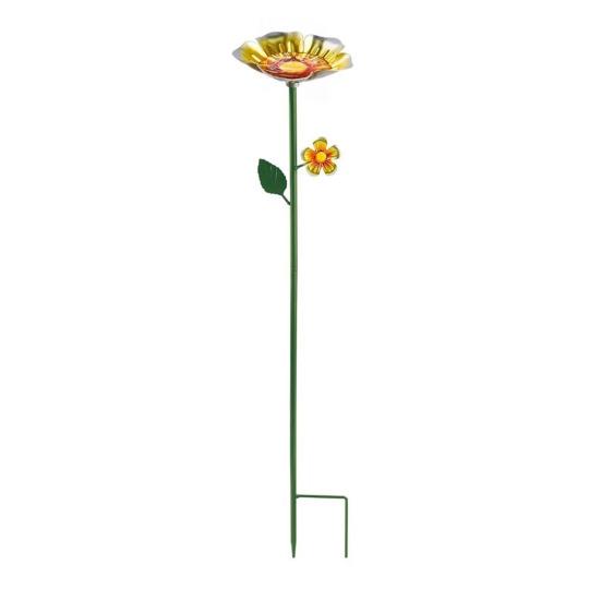 

Metal Flower Garden Stake Bee Watering Station Outdoor Bird Bath Butterfly Water Feeder with Stake for Garden Pollinators Birds Yard Patio Decor жёлтый