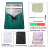 Uxcell 17-Key Thumb Piano, Blue Mini Portable Finger Piano with Solid Koa Wood Floral Handrail, Tuning Hammer, and Music Notebook, Gift for Adults
