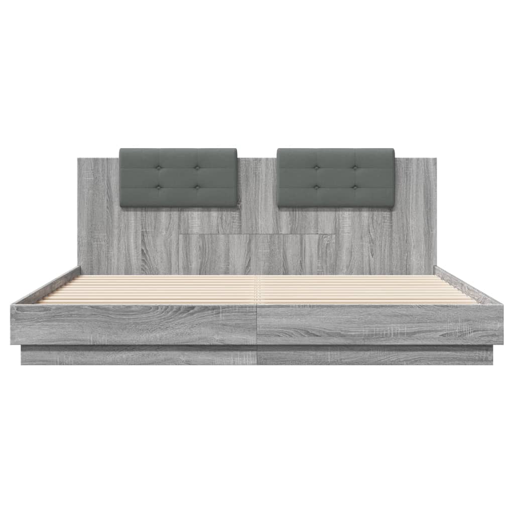 Grey Sonoma Bed Frame with Headboard 200x200 cm Wood Based Material