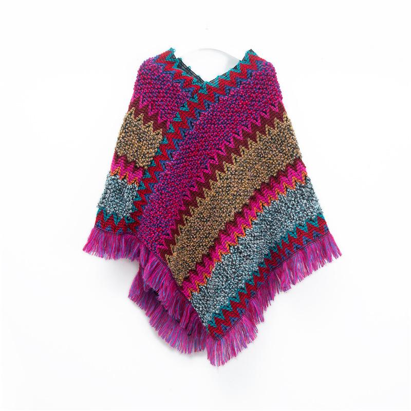 Christmas Style Ladies' Red Retro Ethnic Pullover Shawl Cloak for Spring, Autumn, and Winter Tibetan Travel