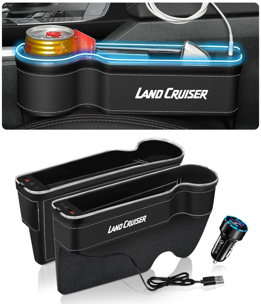 Edition Large Capacity Illuminated Side Storage Box for Land Seat Side Drink Cup USB Smartphone Console Gap LED Gap Drop Easy Installation Passenger