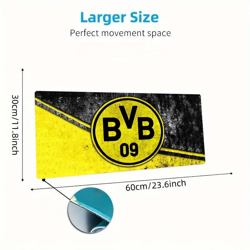 Poduszka z nadrukiem Borussia Dortmund Antypoślizgowa Mata pod mysz do laptopa/tabletu XXL Mata do gry na mini PC Z blokowaną krawędzią