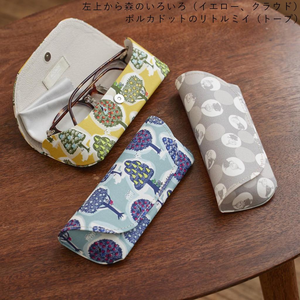 Quarter Report Moomin Eyeglass Forest Cloud 16cm W X H X 6cm Case with Plain Cloth Button In (MOOMIN) Case, Scenery, Design, Approx. 3.5cm D,