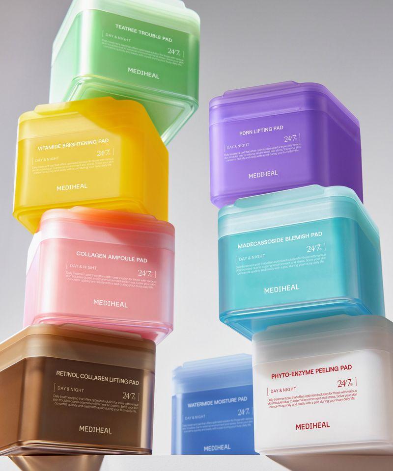 8 Types of Derma Toner Pads (Tea Tree/Madecassoside/PDRN/Collagen/Watermide/Vita/Phytoenzyme/Retinol) Vitamin Dye