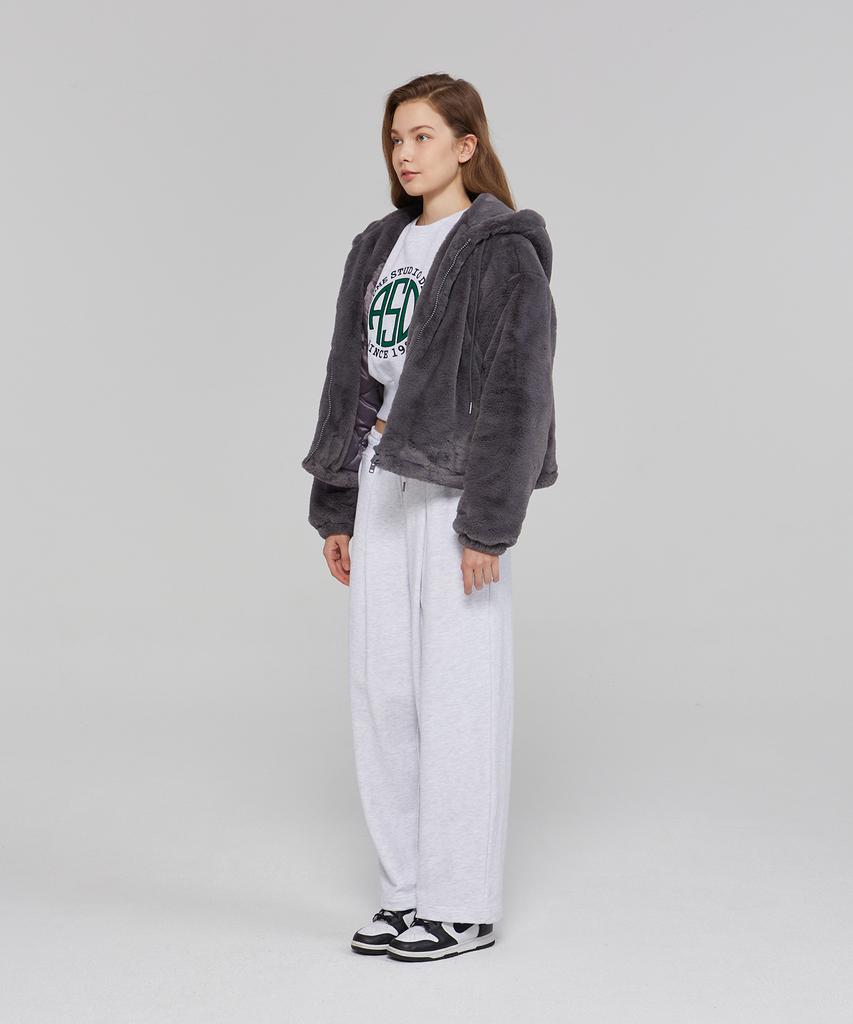 Awesome Studio Women'S Mink Fur Hooded Jumper Charcoal