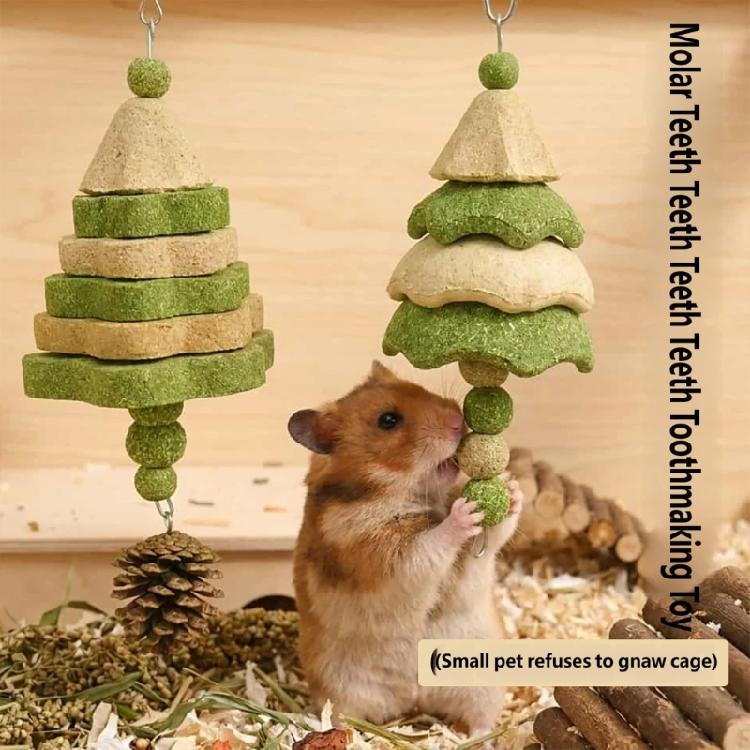 Timothy Alfalfa Pet Cage Enrichment Toy for Rabbits and Hamsters, Small Animal Hanging String for Daily Chew and Mental Stimulation