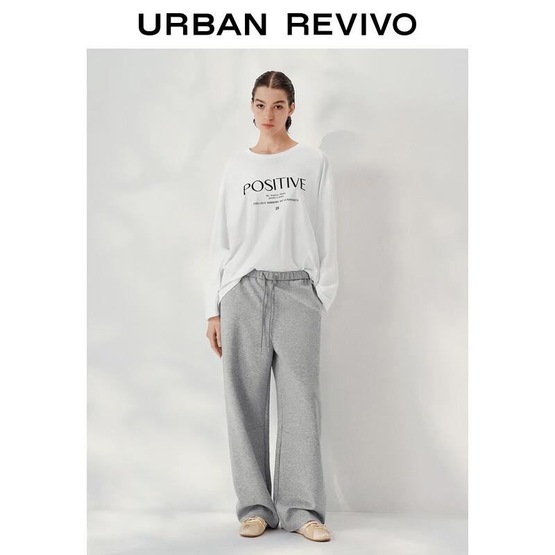 UR 2025 Autumn Women's Letter Print Cotton Long Sleeve T-Shirt