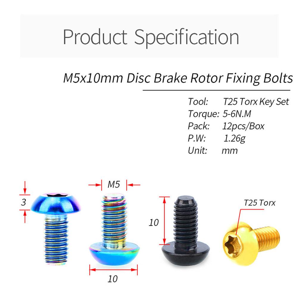 12 Stück feste Schraube M5 x 10 Titanlegierung exquisite Verarbeitung Mountainbike T25 Torx Bremsscheibenschraube