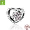 S925 Sterling Silver Heart-Shaped Cat Paw Beads DIY Jewelry Accessories SCC1191