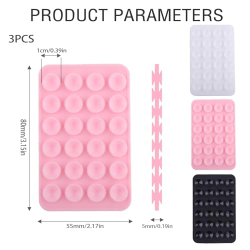 3-piece Set of Double-sided Silicone Suction Cup Mobile Phone Fixing Pads 24 Sets of Anti-skid Adsorption Brackets Multi-scene Handheld Mobile Phone