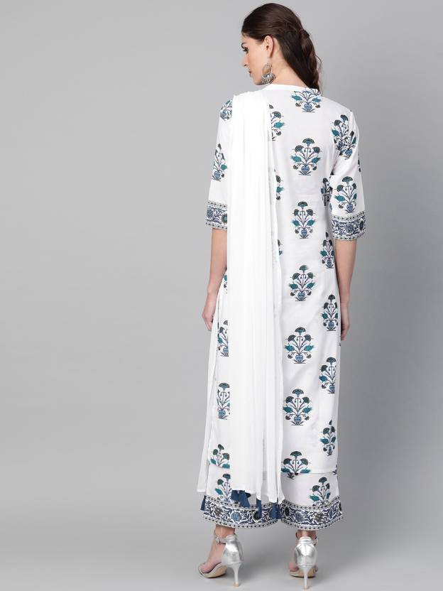 Damen Designer Top Tunika Baumwollmischung Kurta Palazzo Set Indisches Bollywood Ethno Kurti Kleid