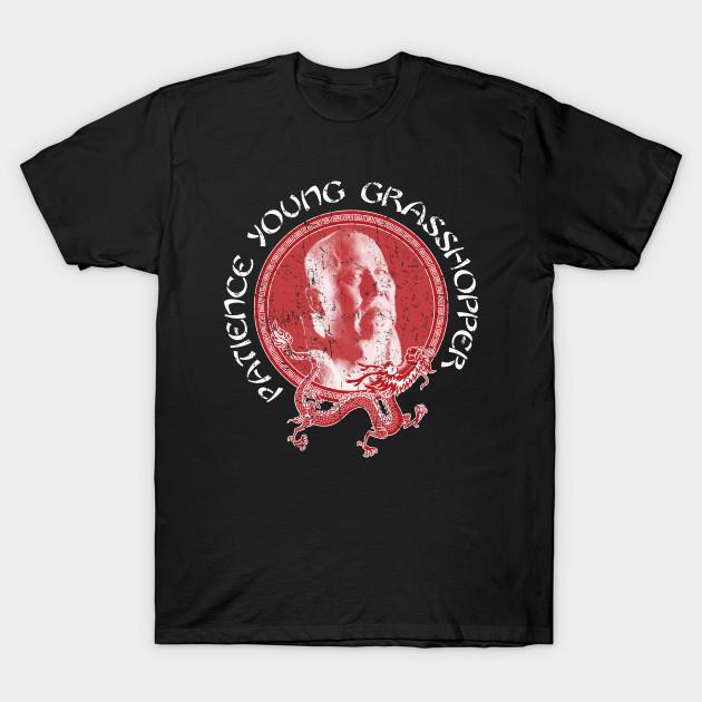 

Men Black Print T-shirt Kung Fu - Patients Young Grasshopper No-Cut Transfer Paper Print Cotton Tshirt 4XL чёрный