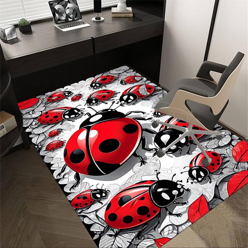 

1PC ladybugs Non-Slip Floor Carpet Compatible for Office&Living Room&Bedroom&Dining room - Flat-Weave Machine-W261 60cm by 90cm