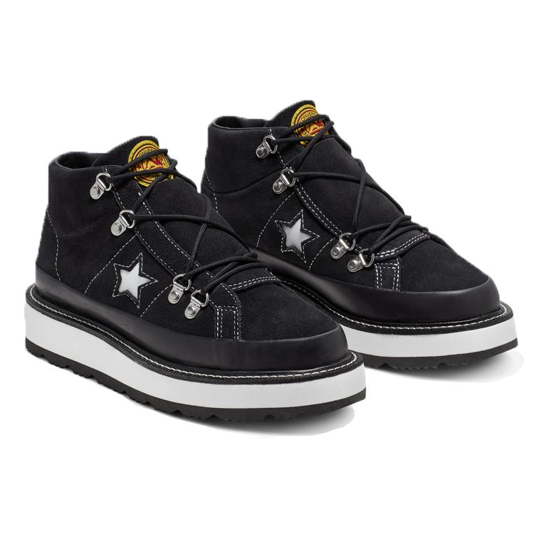 Converse One Star Fleece Lined Boot Casual Comfortable Thick Sole Low Top Canvas Shoes Women Sneaker Black White 566163C