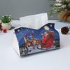 Foldable Paper Holder Snowman Snowflake Faux Leather Tissue Box Cover Christmas Rectangle