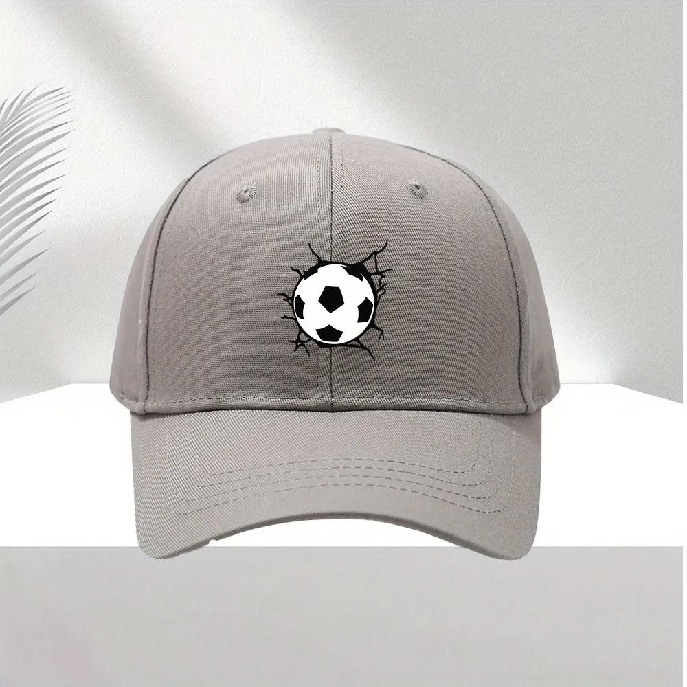 Soccer Ball Graphic Baseball Cap Adjustable Polyester Sports Style Casual Outdoor Hat