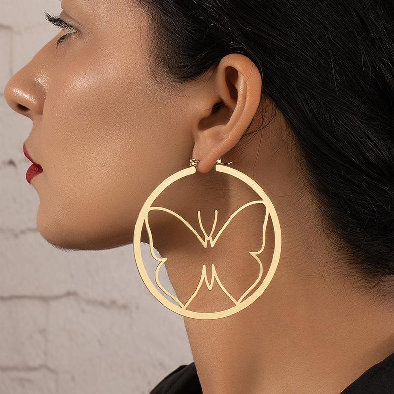 

Exaggerated geometric butterfly women s earrings золотой