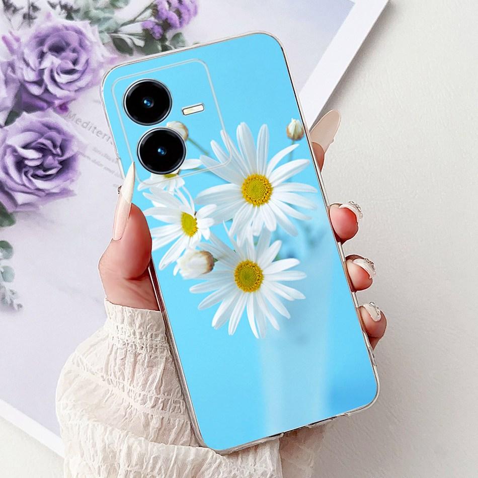 For Vivo Y22 Y22s Y22t V2206 V2207 Elegant Floral Butterfly Phone Case For Vivo Y22 Y22S Y22T 4G Soft Silicone TPU Cases