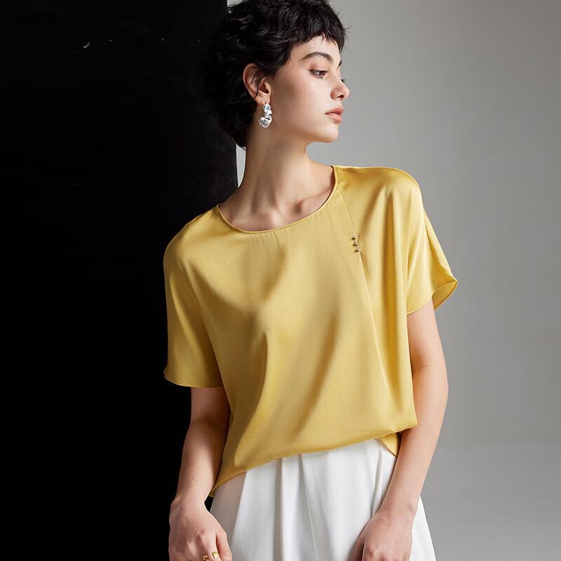 Wudao Light Luxury Mulberry Silk Short Sleeve T-Shirt M