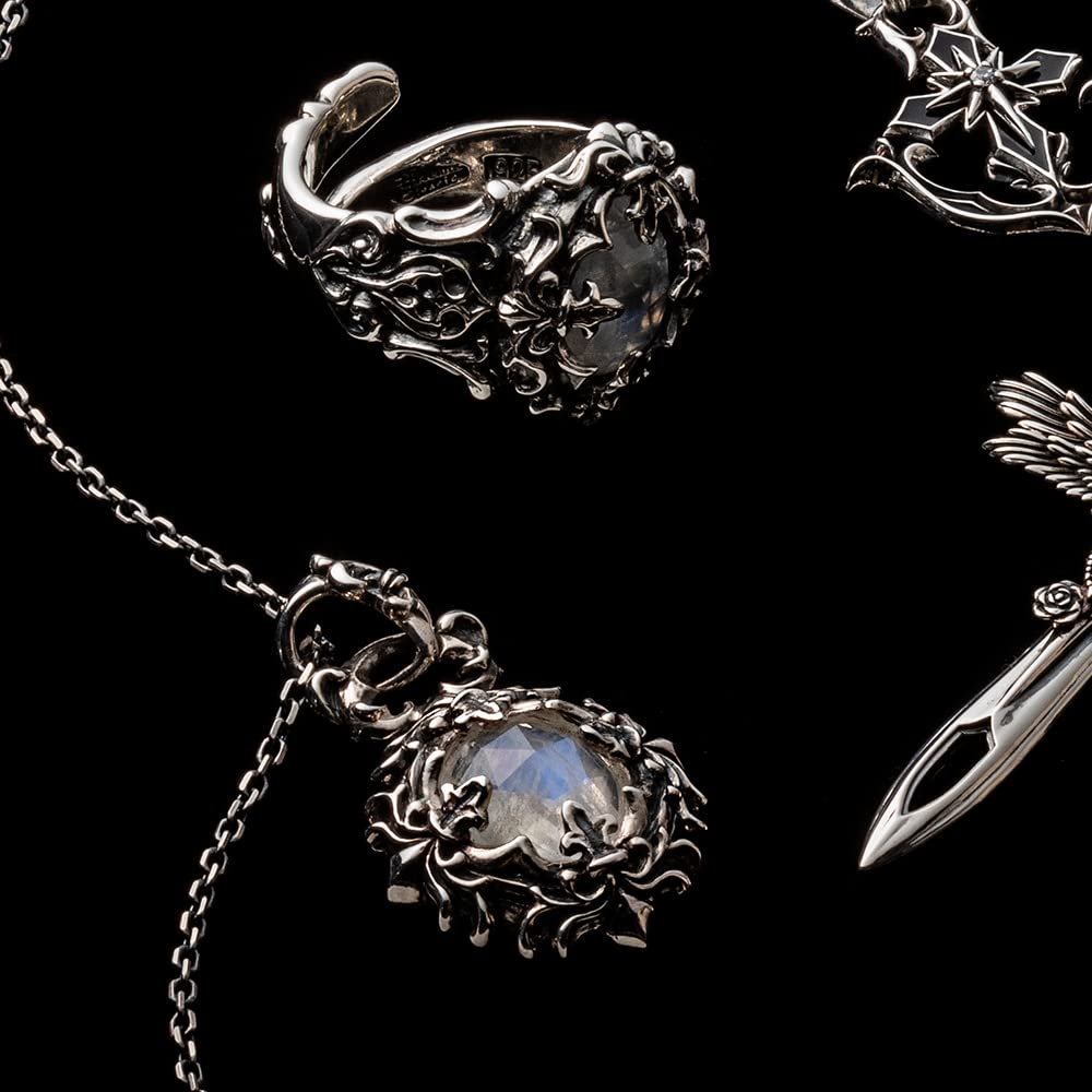 Artemis Classic Rose Cut Blue Moon Pendant (acp0361) - Men's Silver Accessory, 925 Sterling Silver with Moonstone