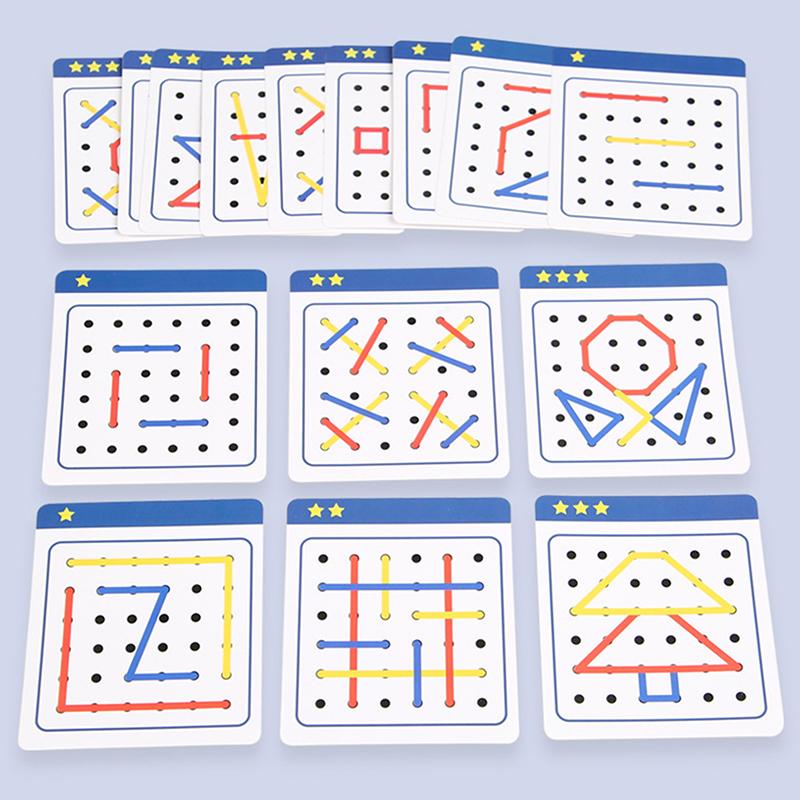Wooden Montessori Teaching Aid Geometry Rope Threading Games Children'S Early Education Thinking Training Board Educational Toys