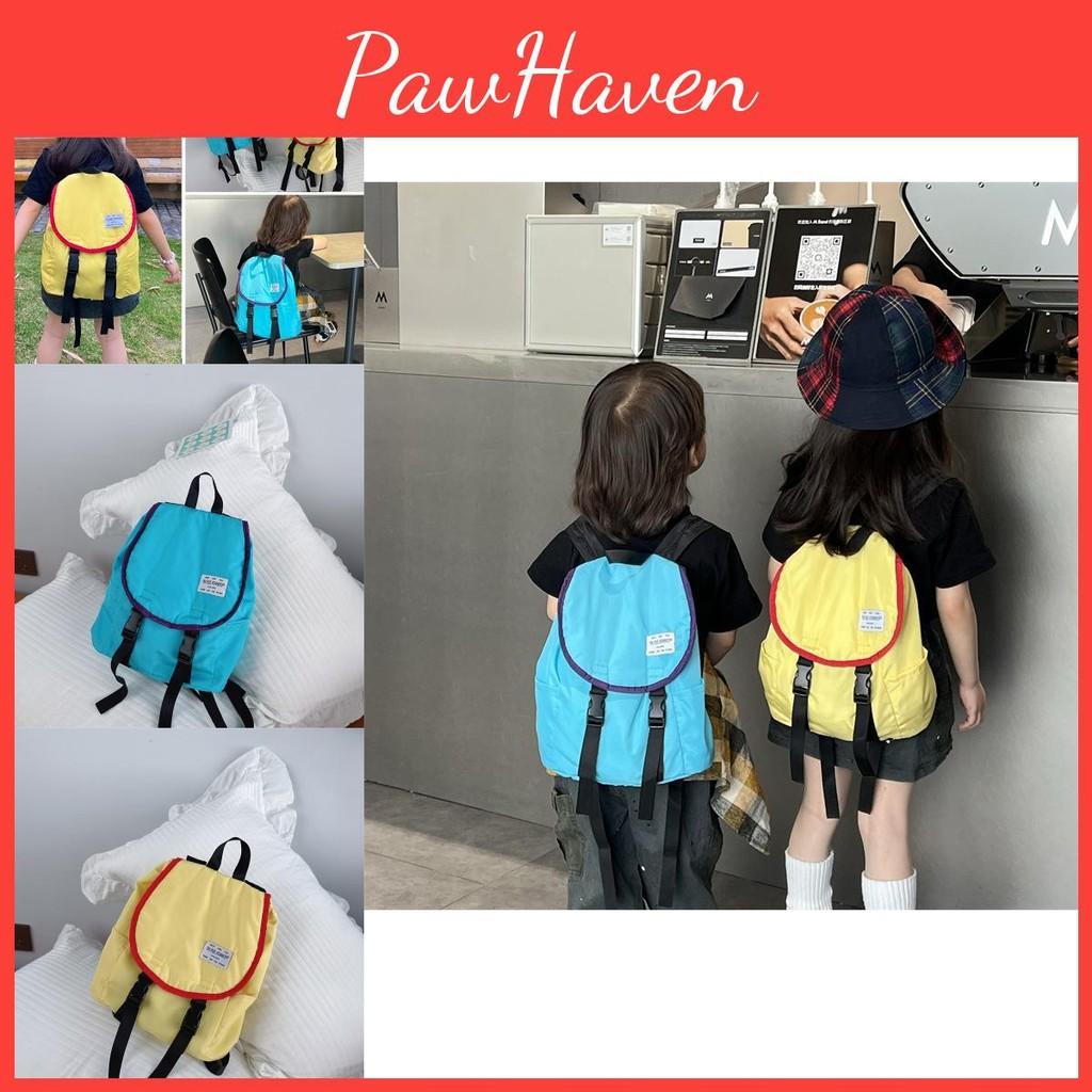 Color Solid Childrens Backpack Canvas Large Capacity Curved Shoulder Straps