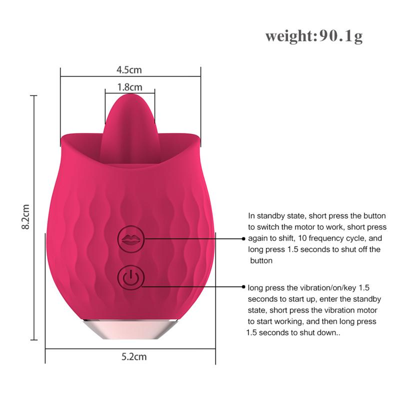 Female Silicone Tongue Lick Vibator Toy Masturbator 10 Modes Waterproof Low Noise Clitoris