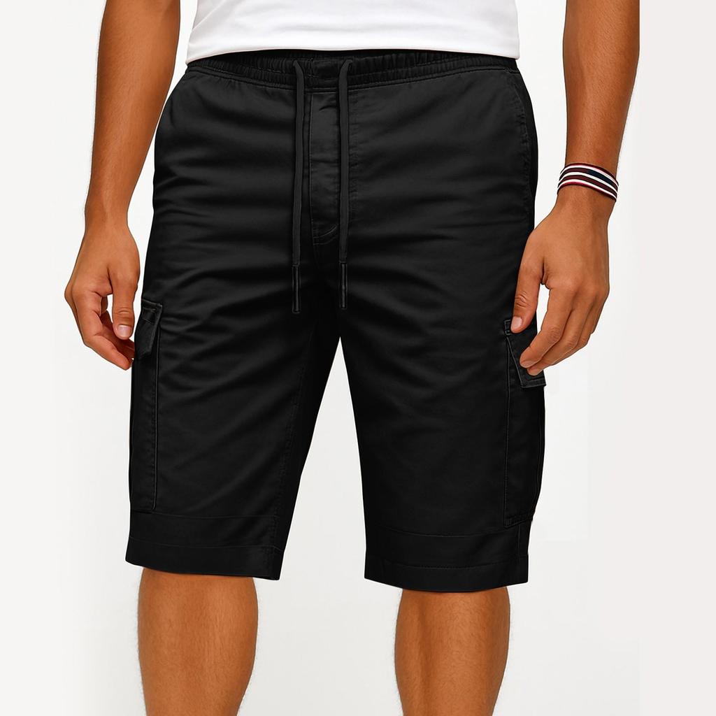 New tooling shorts men's autumn splicing solid color casual sports loose straight-leg pants