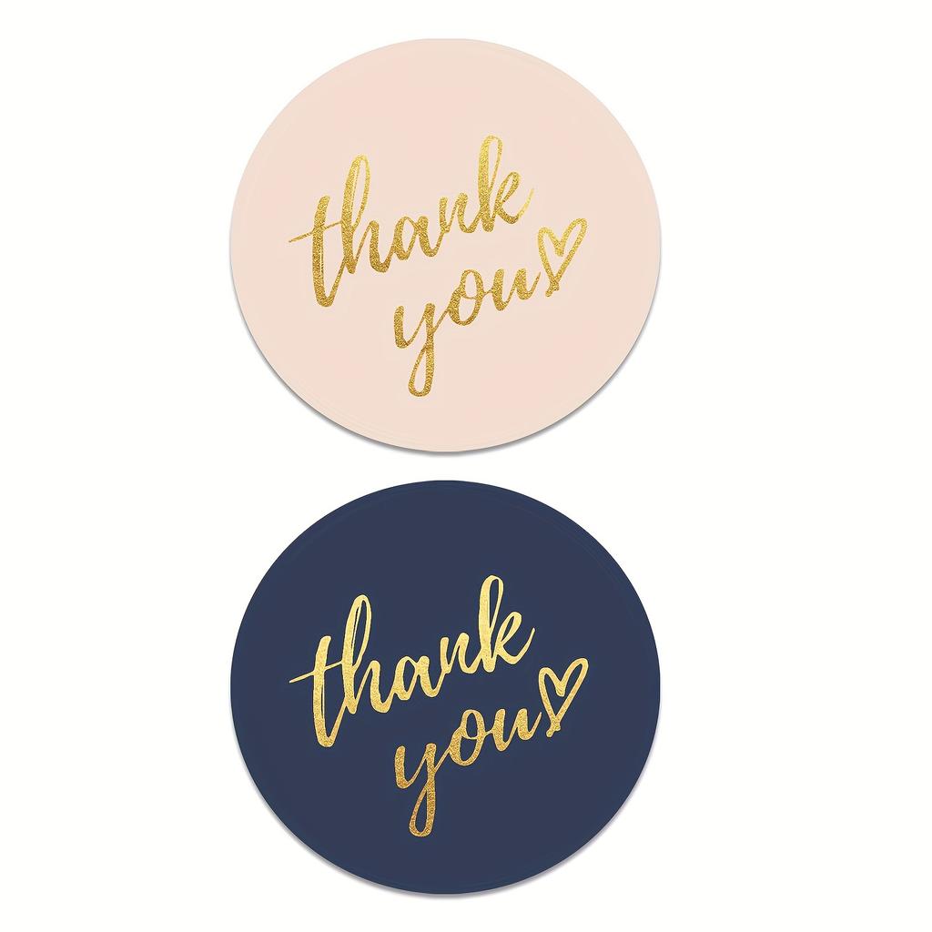Elegant Golden Foil "Thank You" Stickers, 1-Inch Round Labels on a Roll - Perfect for Wedding Favors, Gift Sealing & Handmade Stationery, Wedding Stic