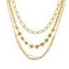 Fashionable Stainless Steel Multi-Layered Necklace Gold Exaggerated Metal Chain Women'S Niche Design Necklace Premium