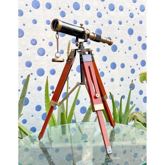 Stary mosiężny teleskop ze statywem i regulowanym stojakiem - antyczny mosiężny teleskop stołowy, prezent dla taty, prezent walentynkowy