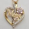 Heart Pendant Rhinestone Love Heart Charm Flower Necklace Mom Necklace Women Necklace Mother's Day Birthday Gift