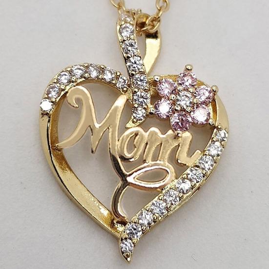 Heart Pendant Rhinestone Love Heart Charm Flower Necklace Mom Necklace Women Necklace Mother's Day Birthday Gift