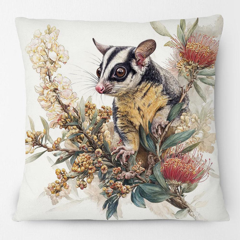 Australian Sugar Glider Animals Painting Cushion Covers Bottlebrush Flowers Decorative Pillowcase