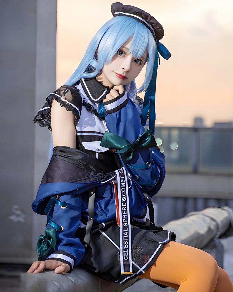Hosimati Suisei Cosplay Costume with Adult School Stage Outfit Suisei Cosplay with Size [Excellent Quality] Wig, VTuber, Costume, Festival, Event,