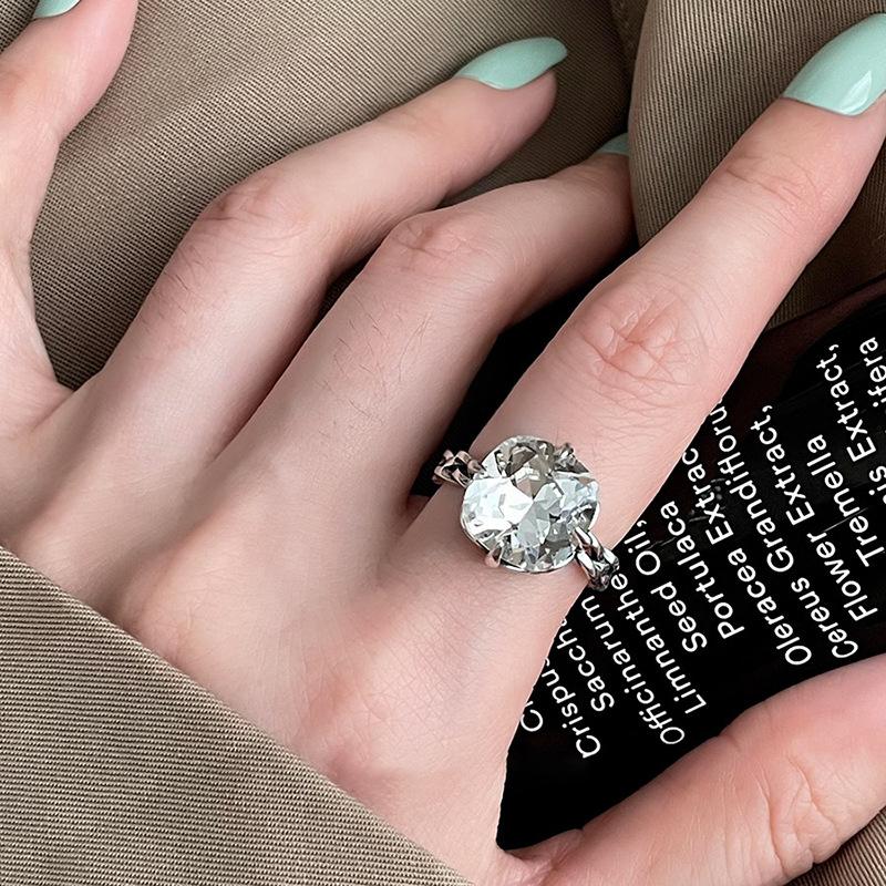 PANJBJ 925 Silver Stars Ring For Women Blue Crystal Opening Sweet Romance Irregular Versatile Jewelry Gift