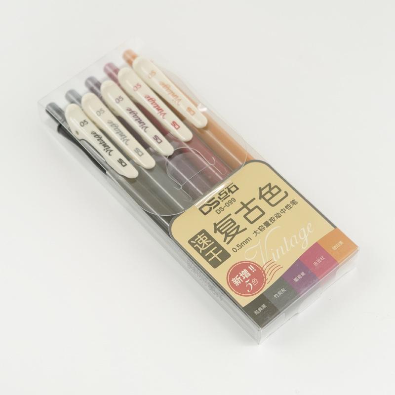 

TSING Retro Push-Type Colored Gel Pen 0.5mm Bullet Tip, Water-Based Marker for Students, Model DS-099 0.5mm