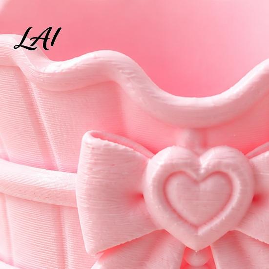 Cosmetic Tool Makeup Brush Pink Bow Storage Box Holder, 3D Printed Desk Organizer, Pen